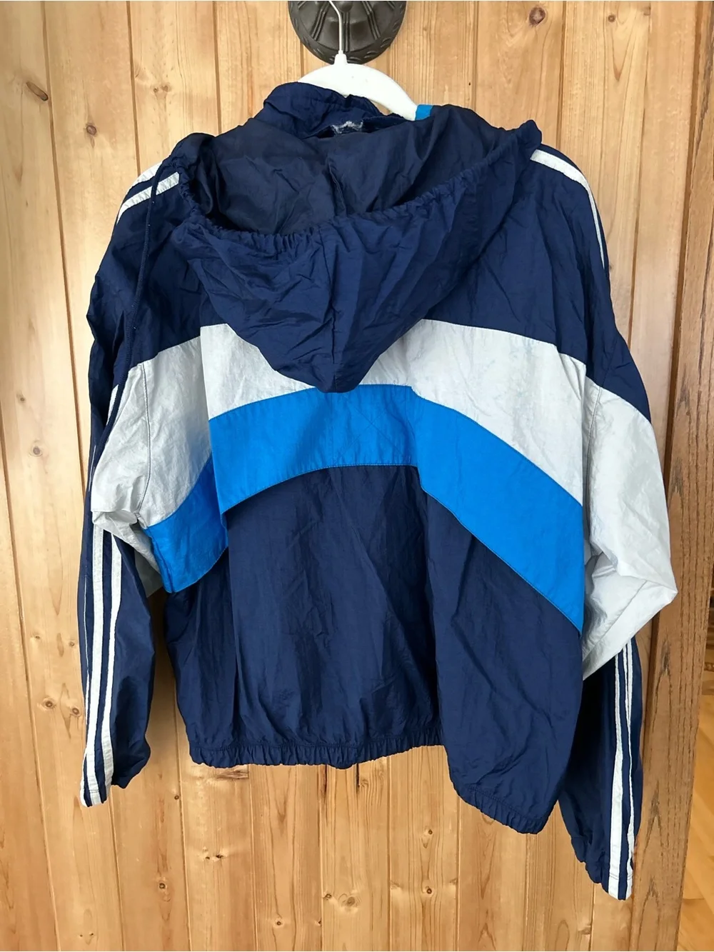 Vintage adidas Blue and White Windbreaker Jacket Size Large